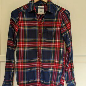American Eagle Plaid Flannel Button Down Blue, Red, Green XXS
